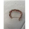 Image 2 : PINK GOLD PLATED W/ VARIOUS COLOUR GLASS STONES PRONGE SET BRACELET W/ SAFETY CHAIN