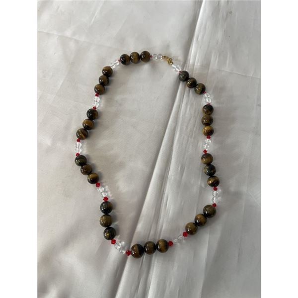 TIGER EYE AND SMALL GLAS BEADS NECKLACE