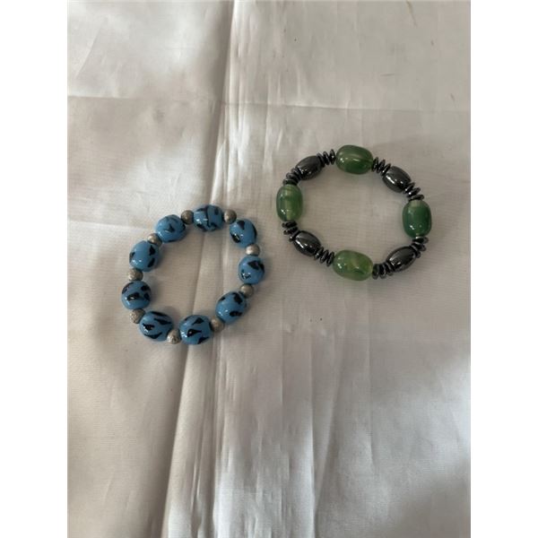2 HEAVY AND LARGE BEADS STRETCH BRACELETS