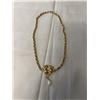 Image 1 : VINTAGE GOLD TONE LINK CHAIN W/ 2 CUPID ANGLES AND PEARL TASSEL NECKLACE 17" LENGTH