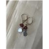 Image 1 : VINTAGE STERLING SILVER W/ GENUINE PEARL AND RANDELLE RUBIES BEADS DANGLE EARRINGS, MARKED 925
