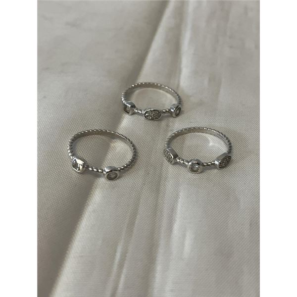 3 STERLING SILVER INTERLOCKING RINGS, MARKED 925 SIZE 7