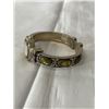 Image 2 : GUCCI QUARTZ WATCH OPEN BANGLE W/ ABELONE STONES WATCH BRACELET MARKED IN BACK VERSALES, BATTERY REQ