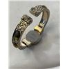 Image 4 : GUCCI QUARTZ WATCH OPEN BANGLE W/ ABELONE STONES WATCH BRACELET MARKED IN BACK VERSALES, BATTERY REQ
