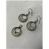 Image 1 : VINTAGE PAIR OF STERLING SILVER W/ TINY OPAL STONES INLAID EARRINGS AND MATCHING PENDANT SET