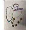 Image 1 : 2 NECKLACES AND 2 BRACELETS HAND MADE BEADWORK BY NATIVE INDIAN