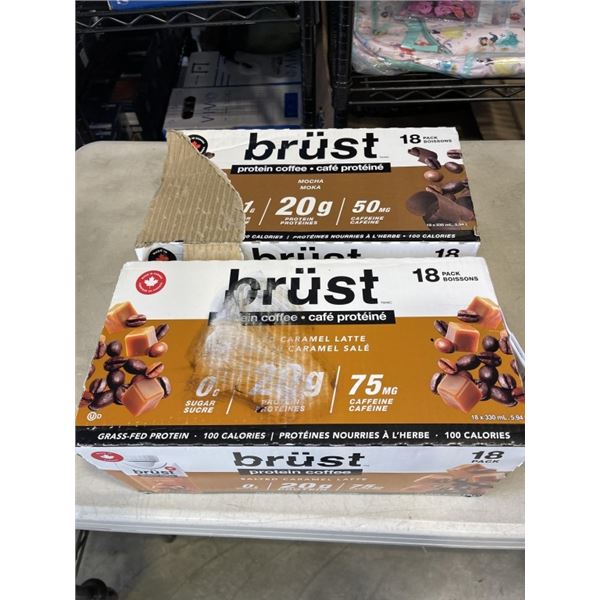 2 CASES OF BRUST PRTEIN DRINK, MOCHA AND CARAMEL LATTE, ONE IS PARTIAL, BB 2027