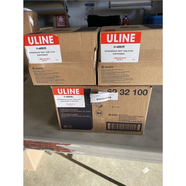 XPRESSNAP TABLE TOP DISPENSER AND 2 RED TABLE TOP DISPENSERS