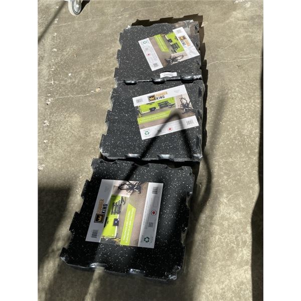 3 NEW PACKS OF RUBBER KING FLOOR TILES, 19 X 19 INCH