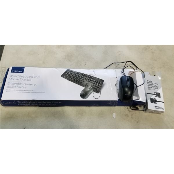 WIRED KEYBOARD WITH MOUSE AND VGA MONITOR CABLE