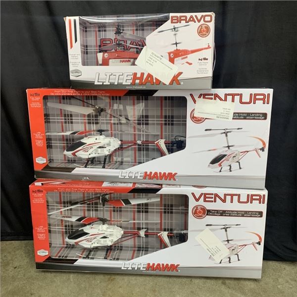LOT OF LITEHAWK VENTURI RC HELICOPTERS STORE RETURNS UNTESTED