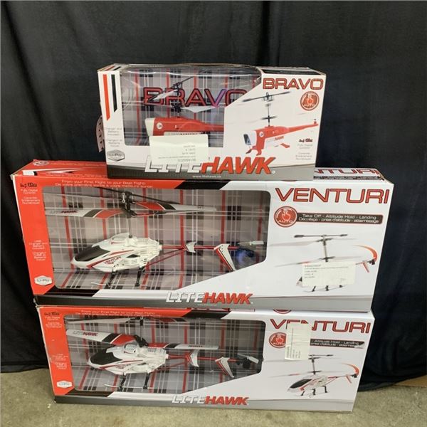 LOT OF LITEHAWK VENTURI RC HELICOPTERS STORE RETURNS UNTESTED