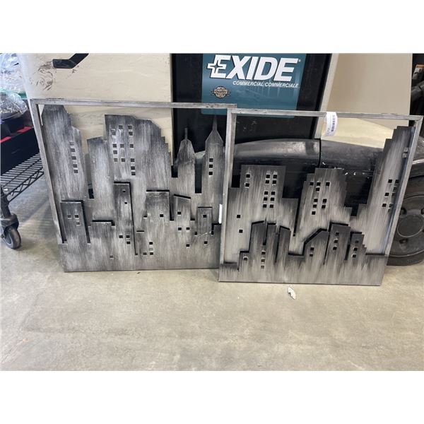 2 METAL METROPOLE 2 WALL DECOR, 24X24