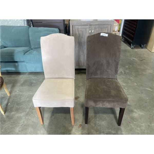 2 UPHOLSTERED HIGH BACK SIDE CHAIRS