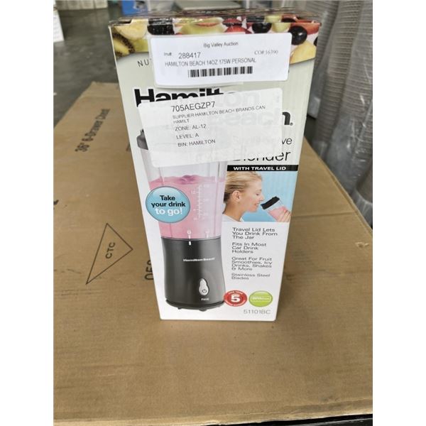 HAMILTON BEACH 14OZ 175W PERSONAL PORTABLE BLENDER - TESTED WORKING