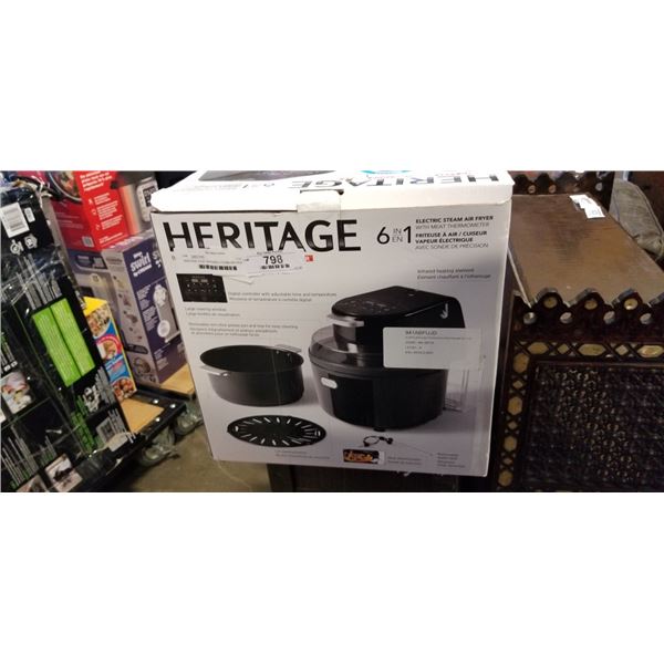 HERITAGE 6-IN-1 4.5QT INFRARED STEAM AIR FRYER - TESTED WORKING, RETAIL $299
