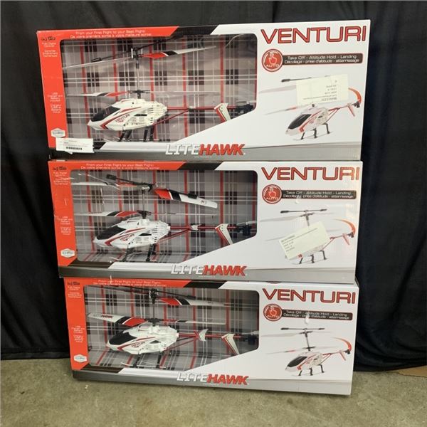 LOT OF LITEHAWK VENTURI RC HELICOPTERS STORE RETURNS UNTESTED
