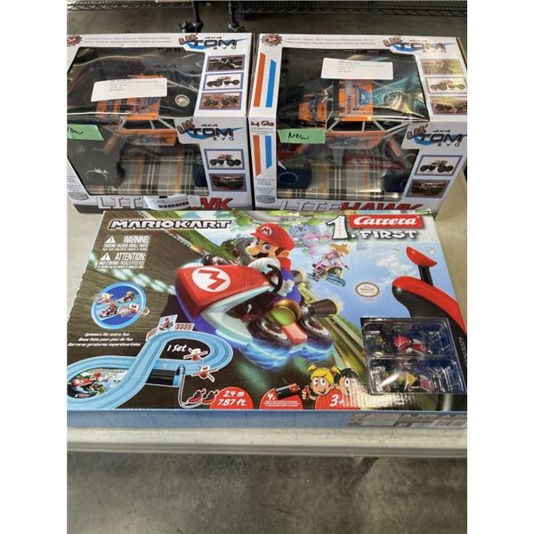 2  NEW LITEHAWK LIL TOM 4X4 RC AND MARIO SLOT CAR TRACK