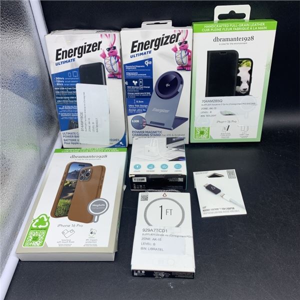 ENERGIZER SMARTPHONE CHARGER WITH ENERGIZER POWER BANK AND IPHONE CASES RETAIL $150