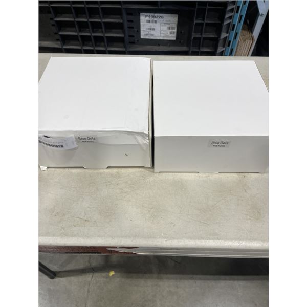 2 NEW PARTY PLATE SETS  BLUE DOTS - EACH BOX CONTAINS CUPS, STRAWS, NAPKINS, AND 2 PLATE SIZES