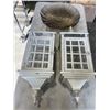Image 1 : 2 WHITE OUTDOOR HANGING LANTERNS AND DECORTIVE DISH