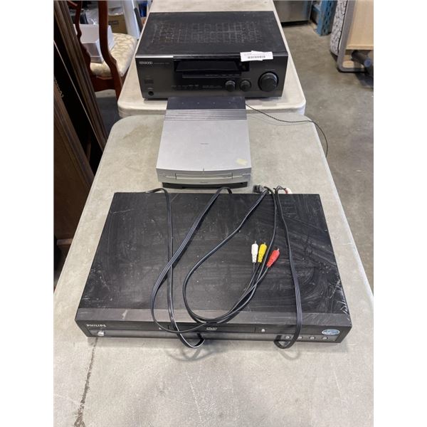 KENWOOD AV SURROUND RECEIVER MODEL VR-305 AND DVD PLAYER, PIONEER DISC PLAYER