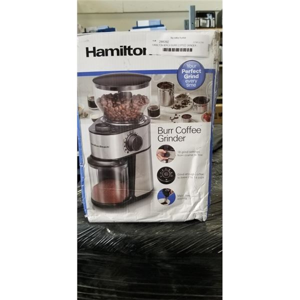 HAMILTON BEACH BURR COFFEE GRINDER - TESTED WORKING, RETAIL $59