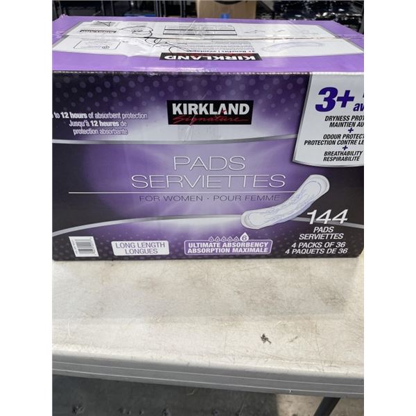 NEW CASE OF KIRLAND SUPER ABSORBANT PADS - 144 PER CASE