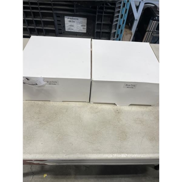 2 NEW PARTY PLATE SETS  BLUE DOTS - EACH BOX CONTAINS CUPS, STRAWS, NAPKINS, AND 2 PLATE SIZES