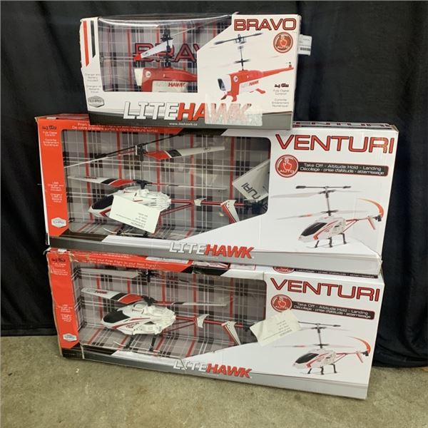 LOT OF LITEHAWK VENTURI RC HELICOPTERS STORE RETURNS UNTESTED
