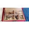 Image 2 : JEWELLERY BOX W/ CONTENTS AND PEARL NECKLACE EARRING SET