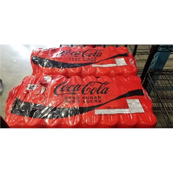2 FLATS OF COCA COLA ZERO SUGAR, 32 PACKS, ONE IS PARTIAL