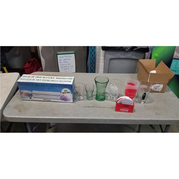 COLLECTIBLE COCA COLA ITEMS AND BAG SEALER