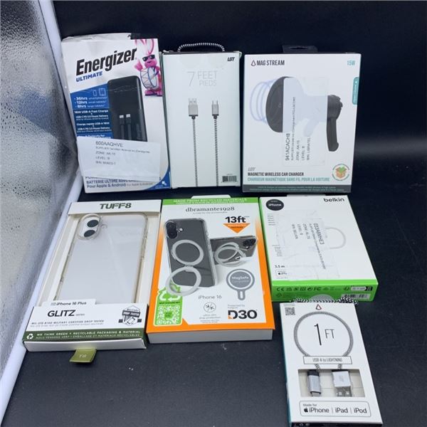 ENERGIZER SMARTPHONE CHARGER WITH ENERGIZER POWER BANK AND IPHONE CASES RETAIL $150