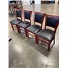 Image 4 : PUB DINING TABLE WITH CAST IRON BASE, AND 4 AS NEW LEATHER SEAT SOLID WOOD DINING CHAIRS, TABLE IS 4