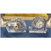 Image 2 : 2 LARGE CANDLE PEDESTALS AND HEAVY GLASS MANTLE CLOCKS - MIKASA AND PARKS AVENUE