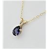 Image 1 : 10KT YELLOW GOLD NATURAL IOLITE (0.50CT) AND NATURAL MOONSTONE (0.04CT) PENDANT WITH GOLD PLATED STE