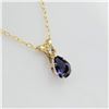 Image 2 : 10KT YELLOW GOLD NATURAL IOLITE (0.50CT) AND NATURAL MOONSTONE (0.04CT) PENDANT WITH GOLD PLATED STE