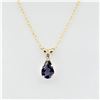 Image 3 : 10KT YELLOW GOLD NATURAL IOLITE (0.50CT) AND NATURAL MOONSTONE (0.04CT) PENDANT WITH GOLD PLATED STE