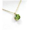 Image 1 : 10KT YELLOW GOLD NATURAL PERIDOT ROUND PENDANT WITH GOLD PLATED STERLING SILVER CHAIN, RETAIL $350.0