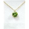Image 2 : 10KT YELLOW GOLD NATURAL PERIDOT ROUND PENDANT WITH GOLD PLATED STERLING SILVER CHAIN, RETAIL $350.0