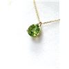 Image 3 : 10KT YELLOW GOLD NATURAL PERIDOT ROUND PENDANT WITH GOLD PLATED STERLING SILVER CHAIN, RETAIL $350.0