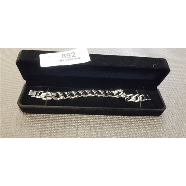 NEW PLATINUM PLATED ICED OUT SIMULATED DIAMOND (CZ) 14.0MM CUBAN LINK BRACELET - 8" LONG