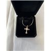 Image 1 : NEW 18K GOLD PLATED 0.5CT HEART CROSS NECKLACE, CHAIN 19" LONG