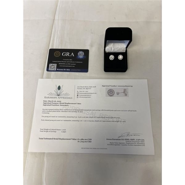 2.00 CT TW GRA CERTIFIED ROUND BRILLIANT CUT MOISSANITE STONE VVS D COLOR WITH 40 ROUND BRILLIANT CU