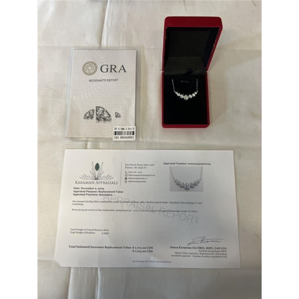 2.80 CT TW GRA CERTIFIED ROUND BRILLIANT CUT MOISSANITE STONES VVS BLUE COLOR WITH THE 7 ROUND BRILL