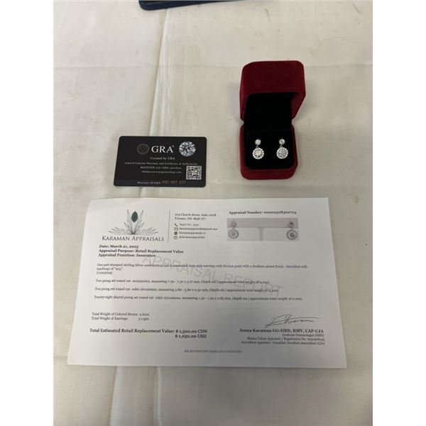 2.00 CT TW GRA CERTIFIED ROUND BRILLIANT CUT MOISSANITE STONE VVS D COLOR SET IN CENTER WITH 28 ROUN