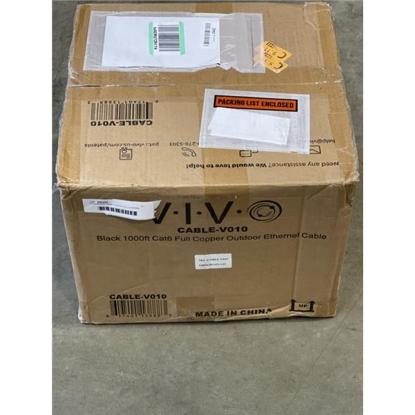 VIVO BLACK 1000FT CAT6 FULL COPPER OUTDOOR ETHERNET  CABLE