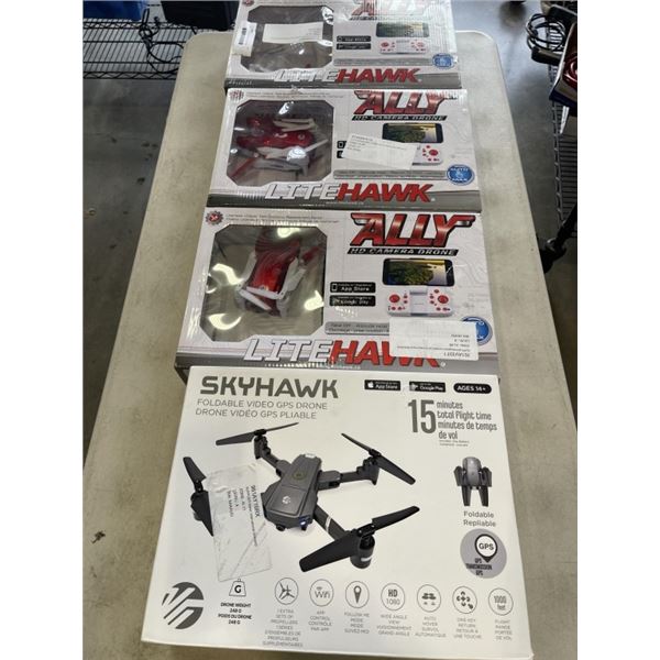 4 UAV RC DRONES DEFECTIVE STORE RETURNS