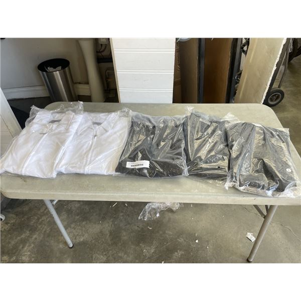 5 NEW WHITE AND BLACK LONG SLEEVE SHIRTS - SIZE LARGE